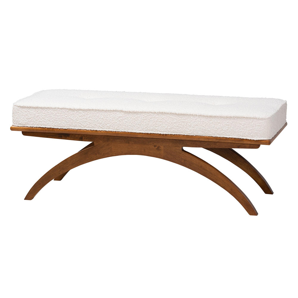 Baxton Studio - Orella Bench in Cream/Walnut Brown - BBT5473-Maya-Cream/Walnut-Bench view 1