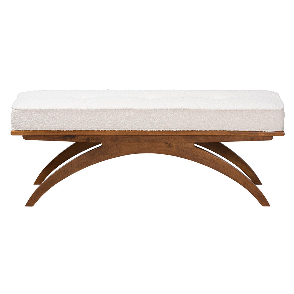 Baxton Studio - Orella Bench in Cream/Walnut Brown - BBT5473-Maya-Cream/Walnut-Bench view 2