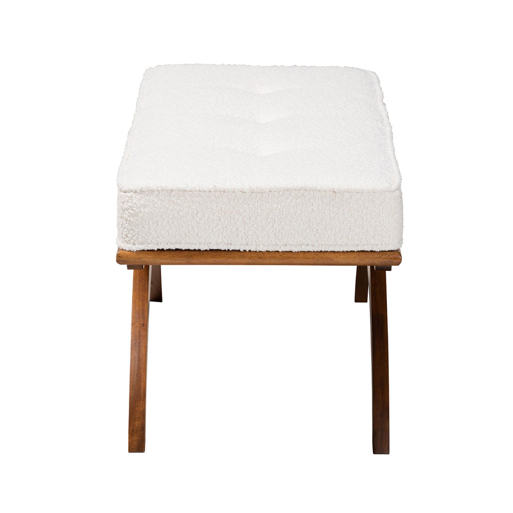Baxton Studio - Orella Bench in Cream/Walnut Brown - BBT5473-Maya-Cream/Walnut-Bench view 3