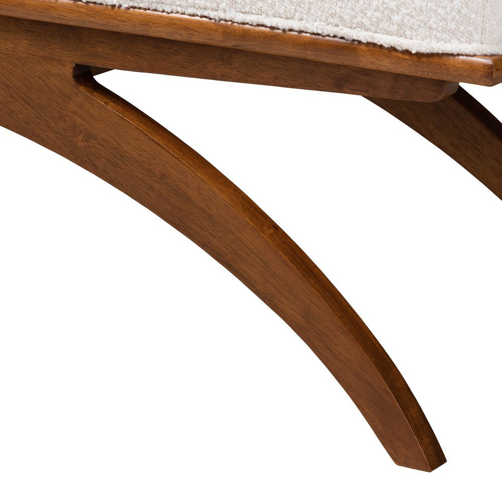 Baxton Studio - Orella Bench in Cream/Walnut Brown - BBT5473-Maya-Cream/Walnut-Bench view 4