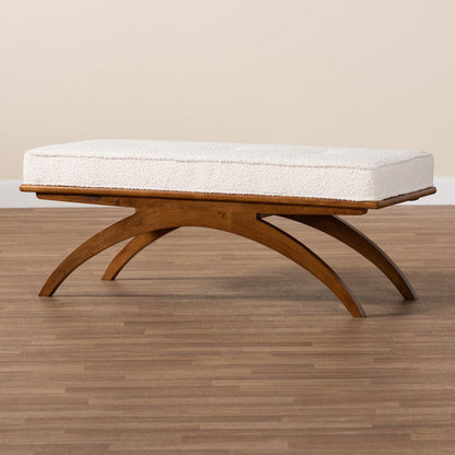 Baxton Studio - Orella Bench in Cream/Walnut Brown - BBT5473-Maya-Cream/Walnut-Bench view 7