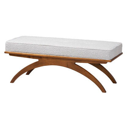 Baxton Studio - Orella Bench in Light Grey/Walnut Brown - BBT5473-Maya-Sky Grey/Walnut-Bench view 1