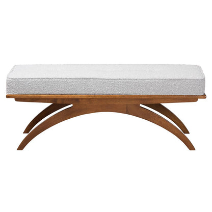 Baxton Studio - Orella Bench in Light Grey/Walnut Brown - BBT5473-Maya-Sky Grey/Walnut-Bench view 2