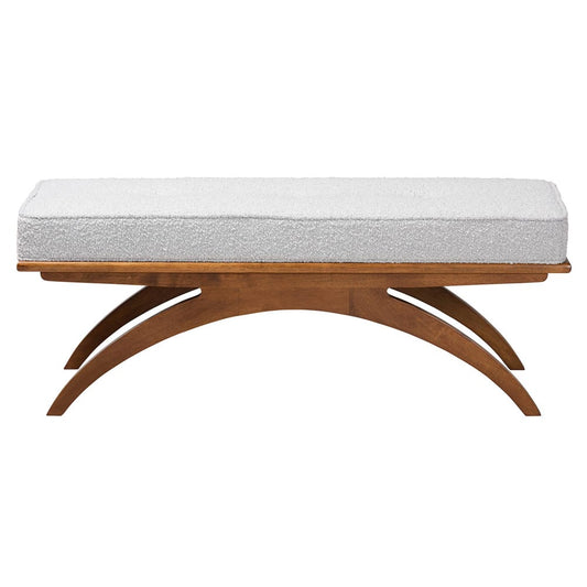 Baxton Studio - Orella Bench in Light Grey/Walnut Brown - BBT5473-Maya-Sky Grey/Walnut-Bench view 2