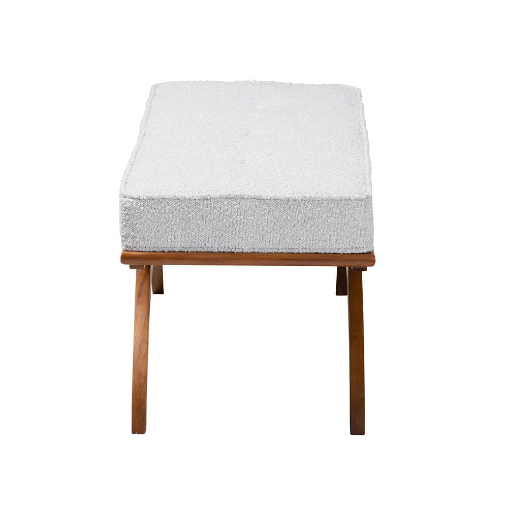 Baxton Studio - Orella Bench in Light Grey/Walnut Brown - BBT5473-Maya-Sky Grey/Walnut-Bench view 3