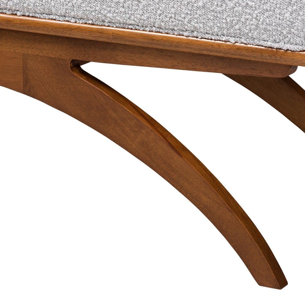 Baxton Studio - Orella Bench in Light Grey/Walnut Brown - BBT5473-Maya-Sky Grey/Walnut-Bench view 4