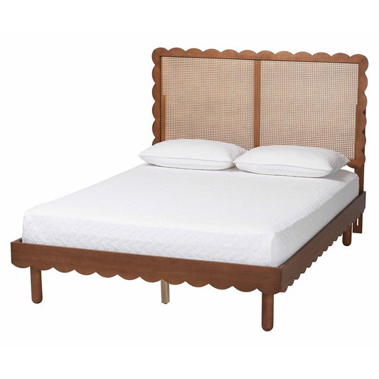 Baxton Studio - Orianthe Queen Bed w/ Headboard in Walnut Brown - MG9811/0245-Walnut Rattan-Queen view 1
