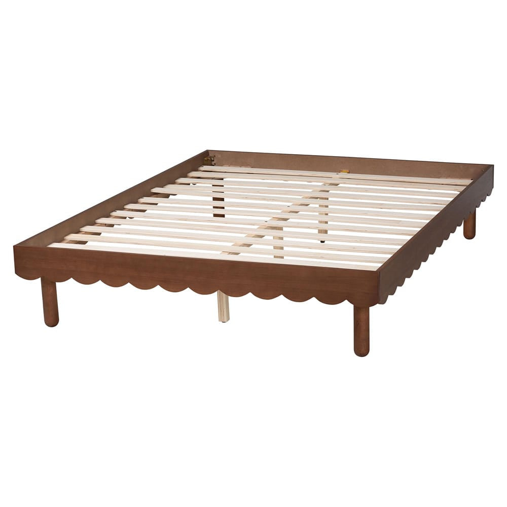 Baxton Studio - Orianthe Queen Size Bed Frame in Walnut Brown - MG0245-Walnut Rattan-Bed Frame-Queen view 3