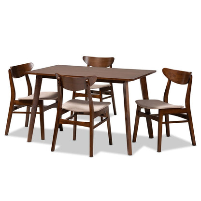 Baxton Studio - Orion Dining Set in Light Beige/Walnut Brown - Parlin/Fiesta-Latte/Walnut-5PC Dining Set view 1