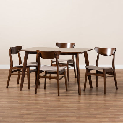 Baxton Studio - Orion Dining Set in Light Beige/Walnut Brown - Parlin/Fiesta-Latte/Walnut-5PC Dining Set view 7