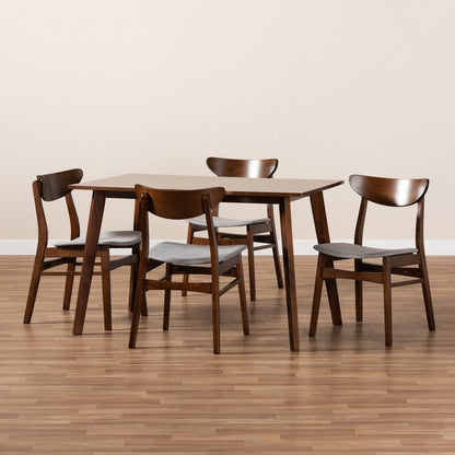Baxton Studio - Orion Dining Set in Light Grey/Walnut Brown - Parlin/Fiesta-Smoke/Walnut-5PC Dining Set view 7