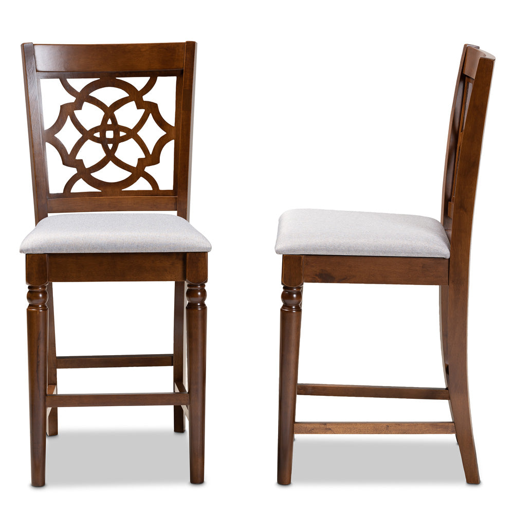 Baxton Studio - Oscar Set of 2 Pub Stools in Grey/Walnut Brown - RH322P-Grey/Walnut-PC view 3