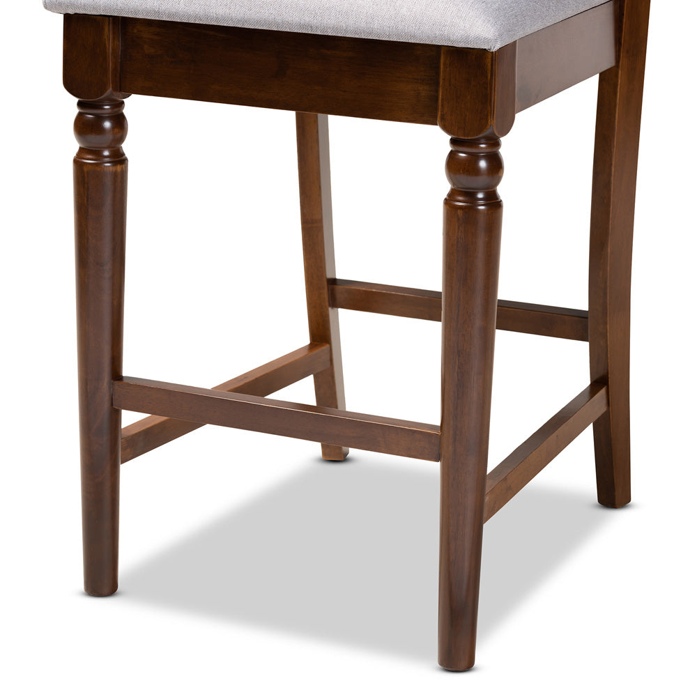 Baxton Studio - Oscar Set of 2 Pub Stools in Grey/Walnut Brown - RH322P-Grey/Walnut-PC view 5