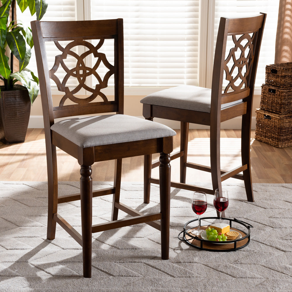 Baxton Studio - Oscar Set of 2 Pub Stools in Grey/Walnut Brown - RH322P-Grey/Walnut-PC view 6