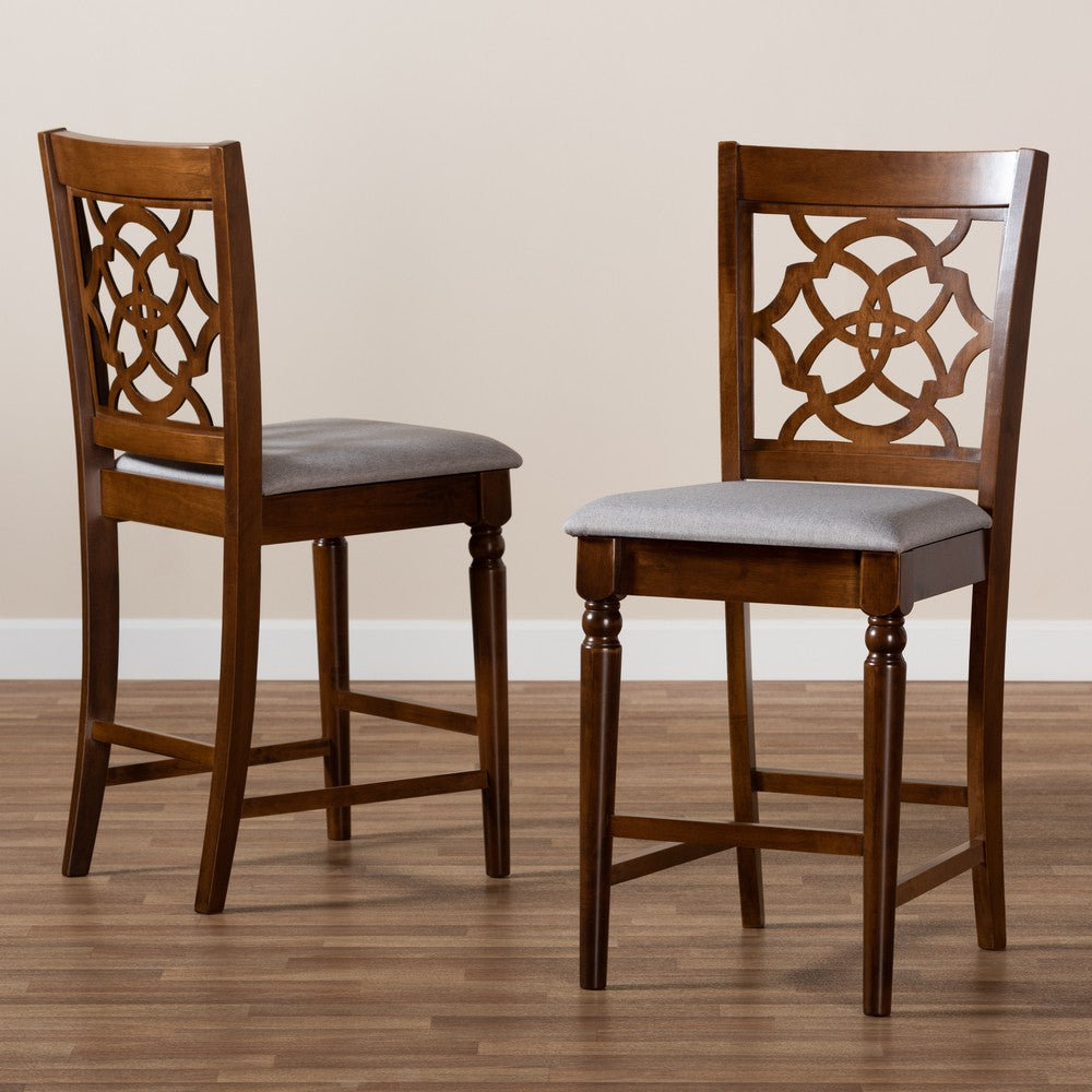 Baxton Studio - Oscar Set of 2 Pub Stools in Grey/Walnut Brown - RH322P-Grey/Walnut-PC view 7