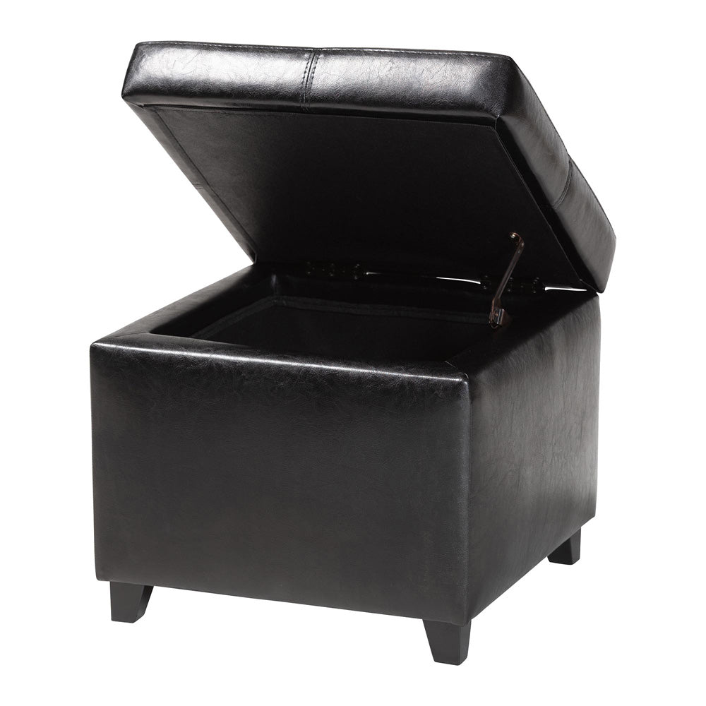 Baxton Studio - Ottoman in Black - 0380-023-black view 2