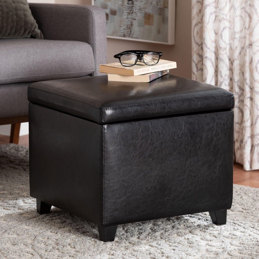 Baxton Studio - Ottoman in Black - Y-162-023-black view 7