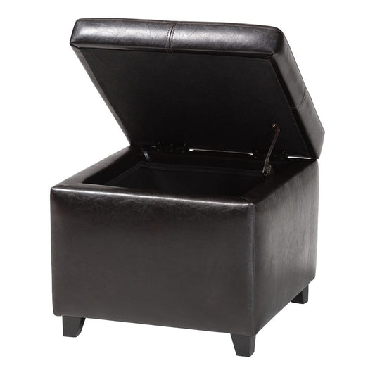 Baxton Studio - Ottoman in Dark Brown - 0380-001-dark brown view 2