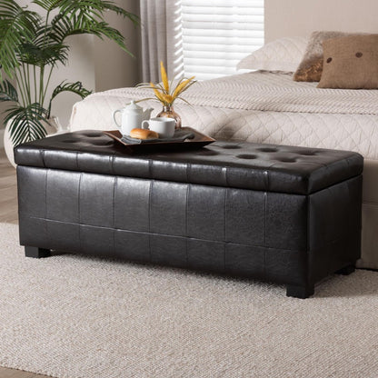 Baxton Studio - Ottoman in Dark Brown - Y-105-001-dark brown view 9