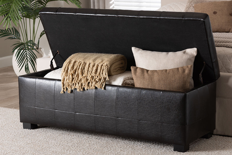 Baxton Studio - Ottoman in Dark Brown - Y-105-001-dark brown view 10