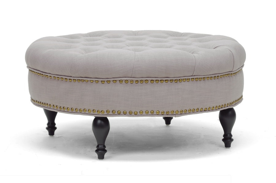 Baxton Studio - Palfrey Ottoman in Beige - 531-Beige-OTTO view 1