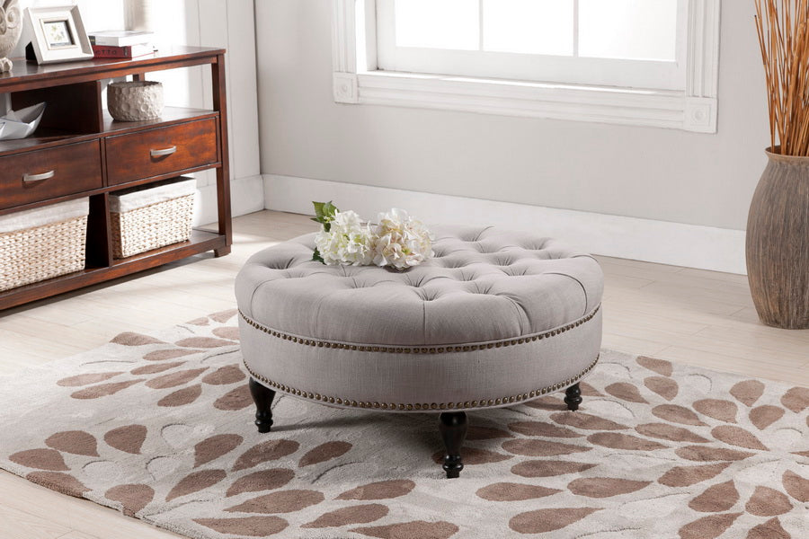 Baxton Studio - Palfrey Ottoman in Beige - 531-Beige-OTTO view 3