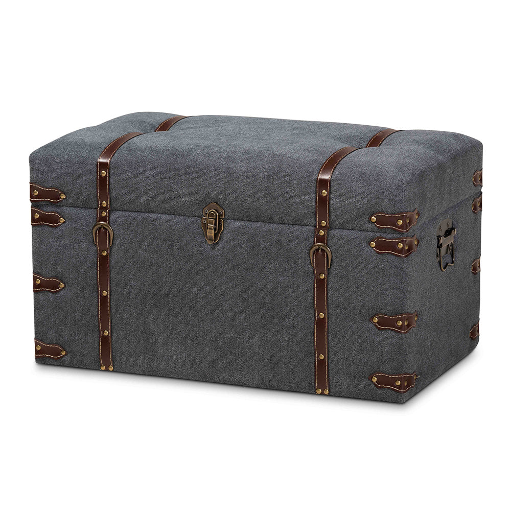 Baxton Studio - Palma Ottoman in Grey/Brown - JY20A10L-Grey-Trunk Otto view 1