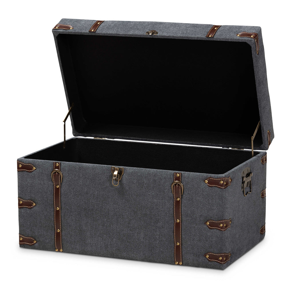 Baxton Studio - Palma Ottoman in Grey/Brown - JY20A10L-Grey-Trunk Otto view 2
