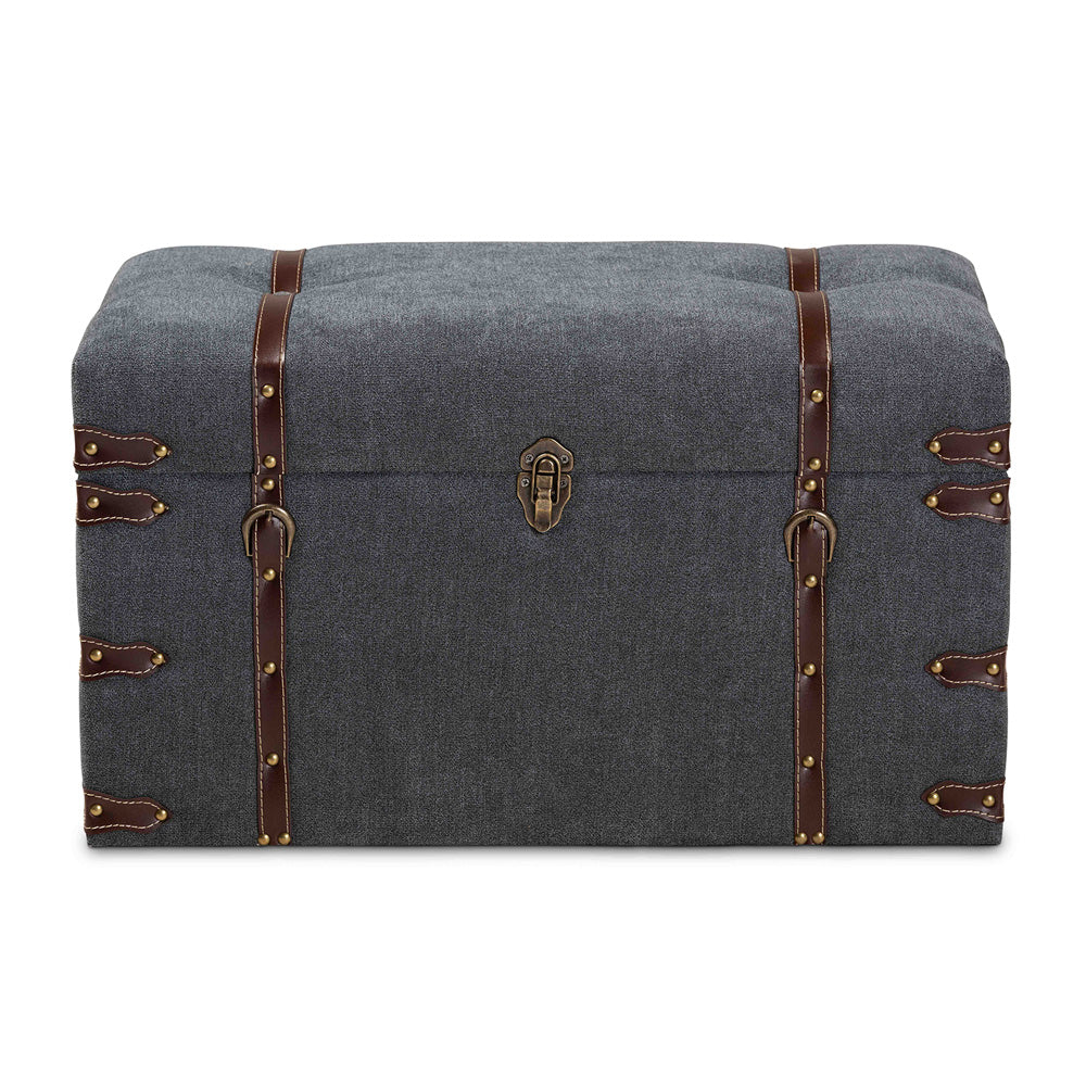 Baxton Studio - Palma Ottoman in Grey/Brown - JY20A10L-Grey-Trunk Otto view 3