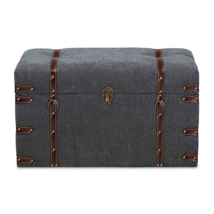 Baxton Studio - Palma Ottoman in Grey/Brown - JY20A10L-Grey-Trunk Otto view 3