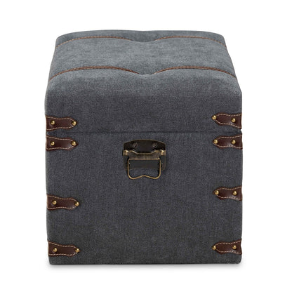 Baxton Studio - Palma Ottoman in Grey/Brown - JY20A10L-Grey-Trunk Otto view 4