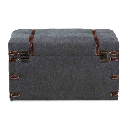 Baxton Studio - Palma Ottoman in Grey/Brown - JY20A10L-Grey-Trunk Otto view 5
