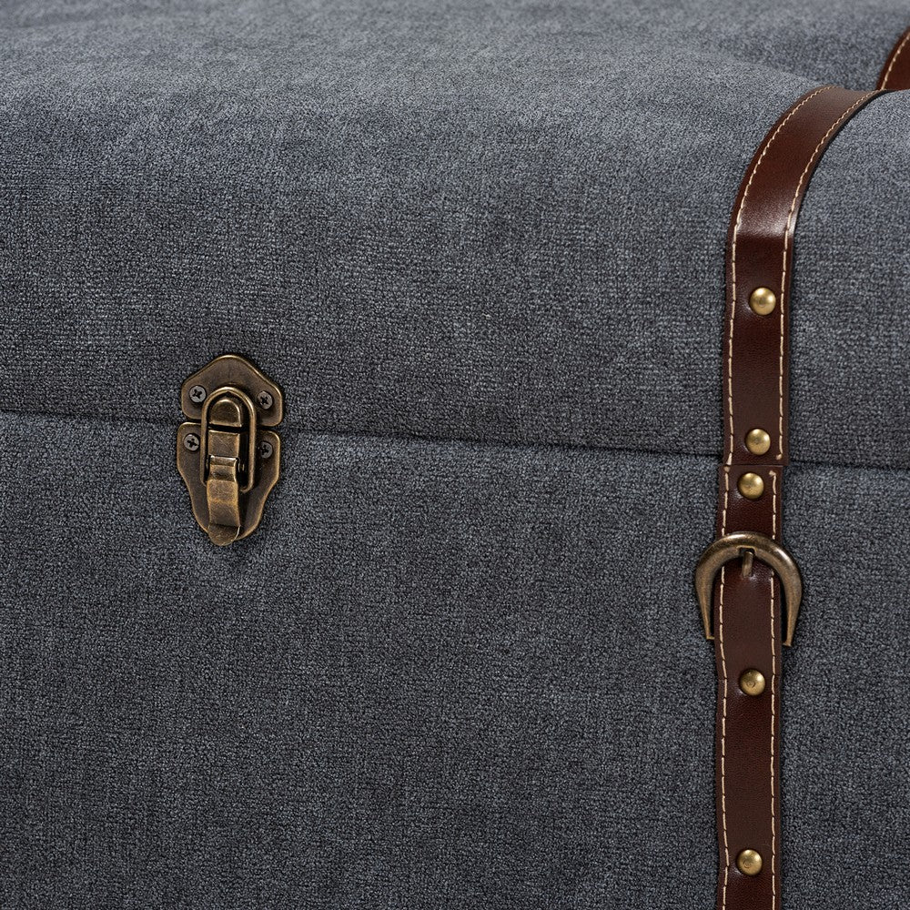 Baxton Studio - Palma Ottoman in Grey/Brown - JY20A10L-Grey-Trunk Otto view 6