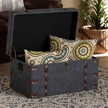 Baxton Studio - Palma Ottoman in Grey/Brown - JY20A10L-Grey-Trunk Otto view 9