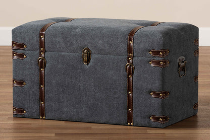 Baxton Studio - Palma Ottoman in Grey/Brown - JY20A10L-Grey-Trunk Otto view 10