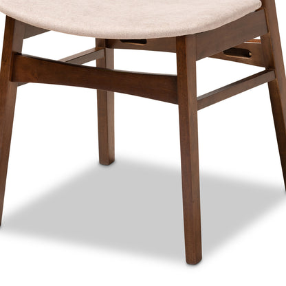 Baxton Studio - Paras Dining Set in Light Beige/Walnut Brown/Marble - Paras-Latte/Walnut-5PC Dining Set view 6