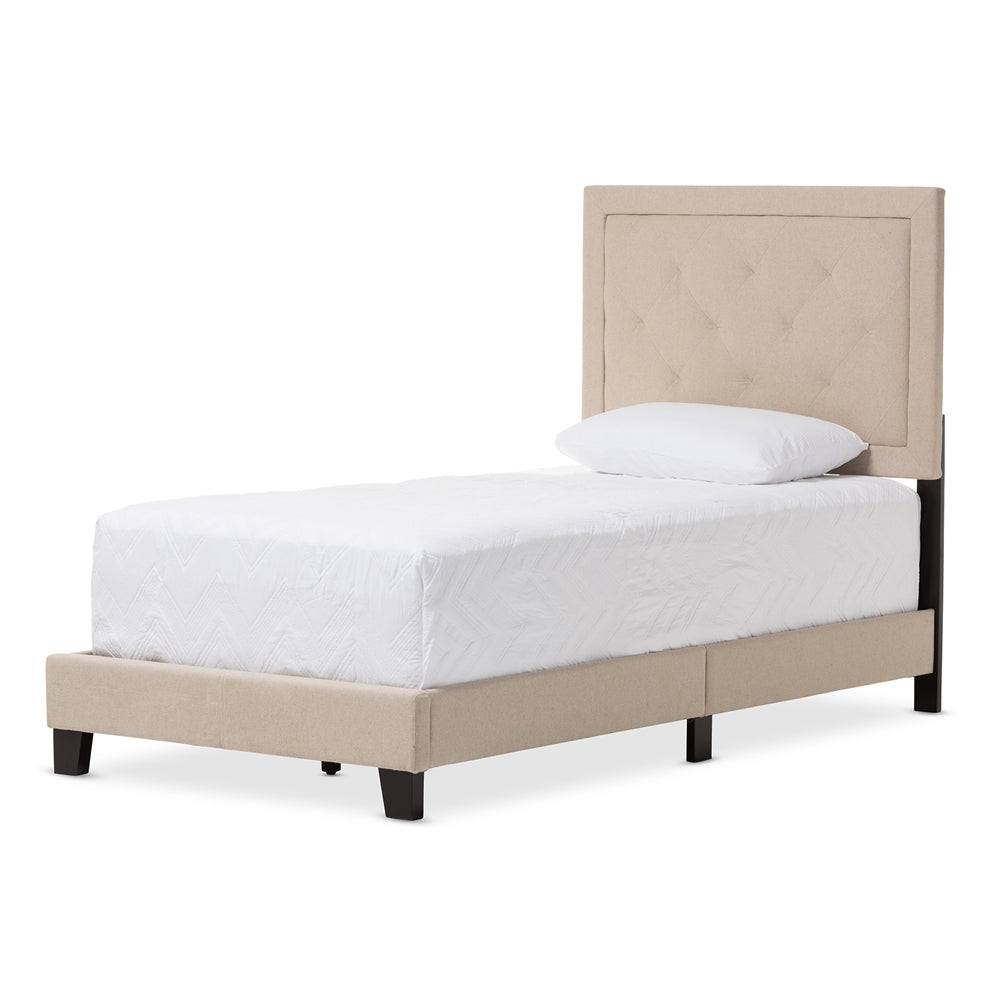 Baxton Studio - Paris Twin Size Bed in Beige - WA1212-Twin-Beige view 1