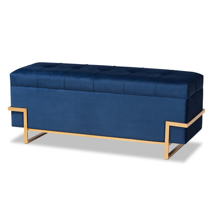 Baxton Studio - Parker Ottoman in Navy Blue/Gold - JY20A122L-Navy Blue/Gold-Storage Otto view 1