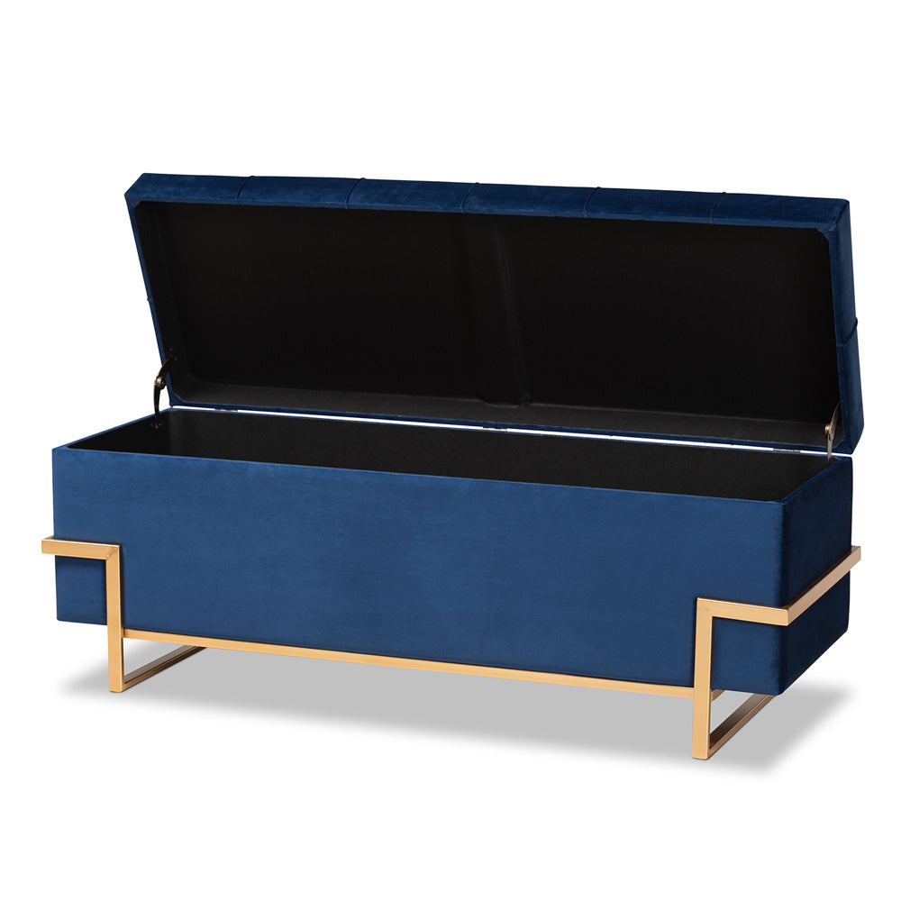 Baxton Studio - Parker Ottoman in Navy Blue/Gold - JY20A122L-Navy Blue/Gold-Storage Otto view 2