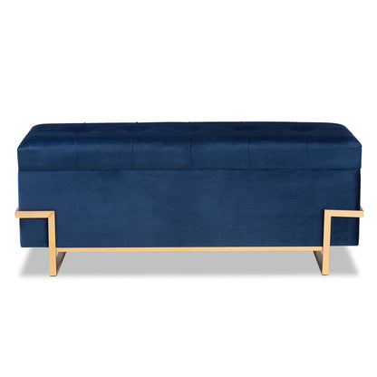 Baxton Studio - Parker Ottoman in Navy Blue/Gold - JY20A122L-Navy Blue/Gold-Storage Otto view 3