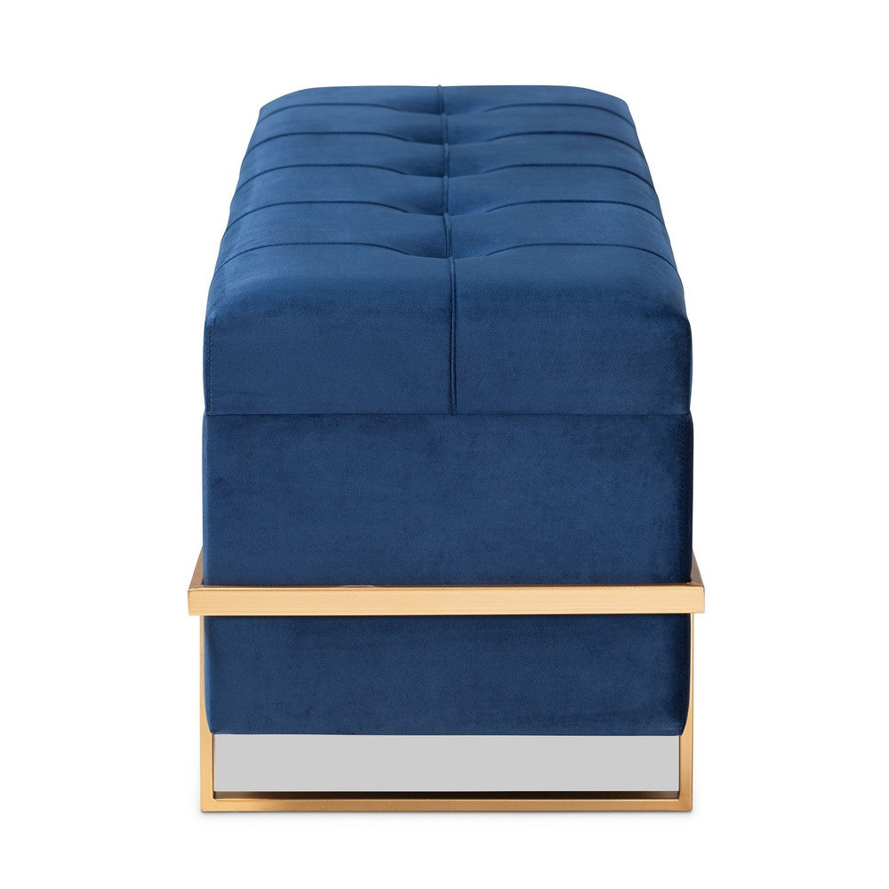 Baxton Studio - Parker Ottoman in Navy Blue/Gold - JY20A122L-Navy Blue/Gold-Storage Otto view 4