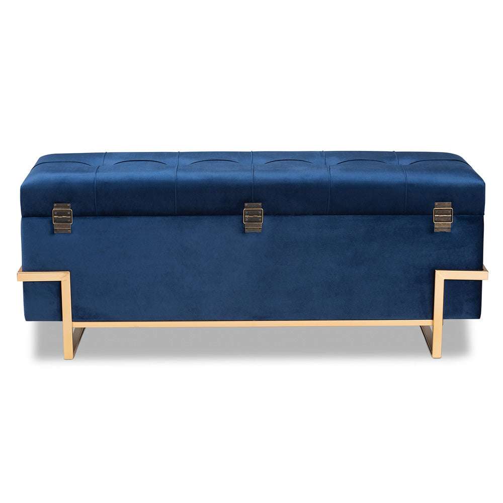Baxton Studio - Parker Ottoman in Navy Blue/Gold - JY20A122L-Navy Blue/Gold-Storage Otto view 5