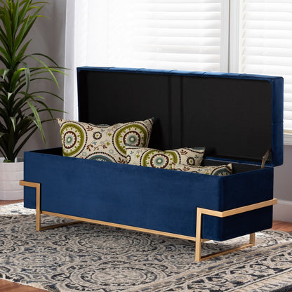 Baxton Studio - Parker Ottoman in Navy Blue/Gold - JY20A122L-Navy Blue/Gold-Storage Otto view 9
