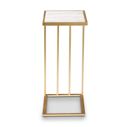 Baxton Studio - Parkin End Table in White/Gold - H01-100346-Metal/Marble Side Table view 4