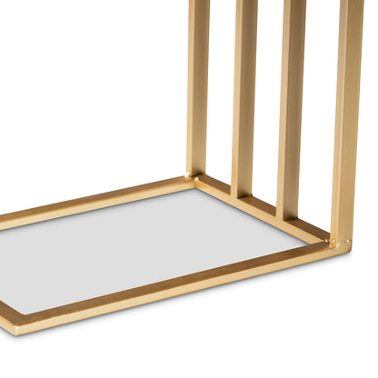 Baxton Studio - Parkin End Table in White/Gold - H01-100346-Metal/Marble Side Table view 5