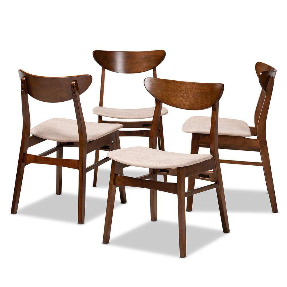 Baxton Studio - Parlin Set of 4 Dining Chairs in Light Beige/Walnut Brown - Parlin-Latte/Walnut-DC view 1