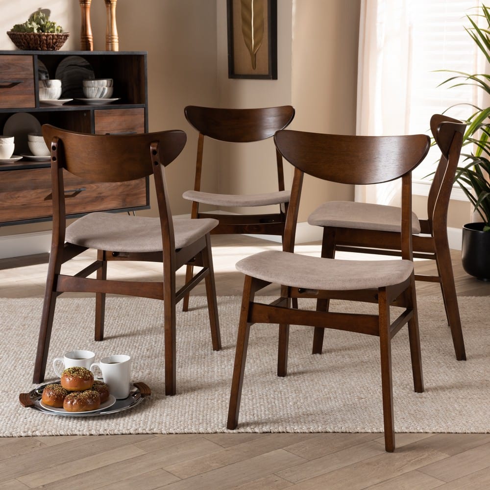 Baxton Studio - Parlin Set of 4 Dining Chairs in Light Beige/Walnut Brown - Parlin-Latte/Walnut-DC view 4
