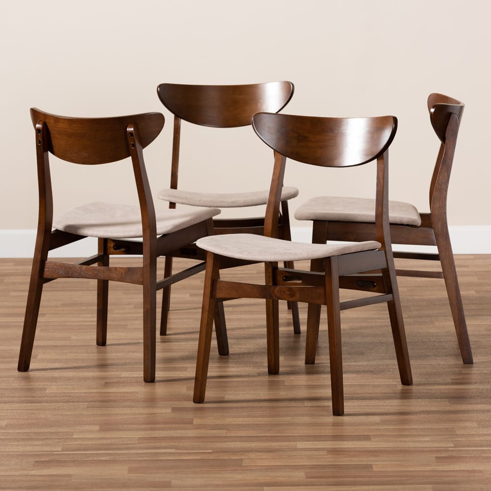 Baxton Studio - Parlin Set of 4 Dining Chairs in Light Beige/Walnut Brown - Parlin-Latte/Walnut-DC view 5