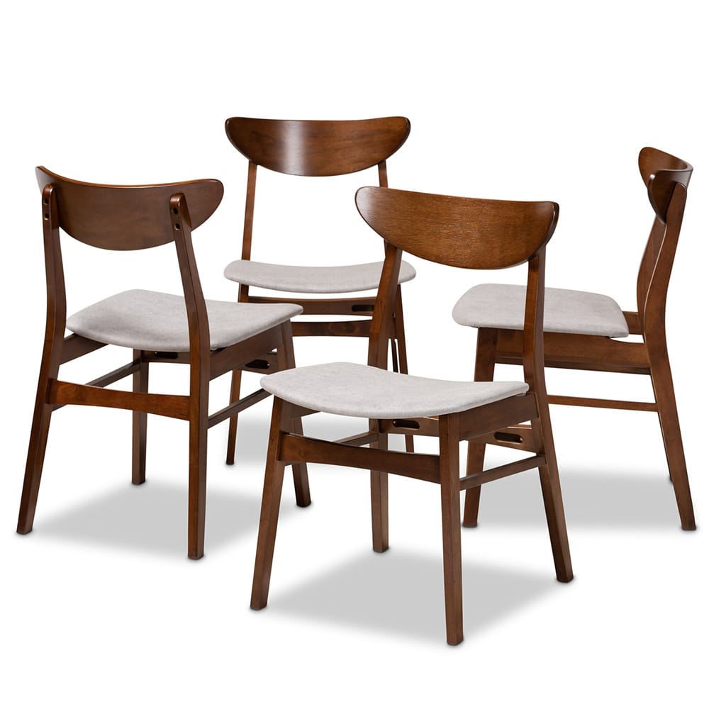 Baxton Studio - Parlin Set of 4 Dining Chairs in Light Grey/Walnut Brown - Parlin-Smoke/Walnut-DC view 1
