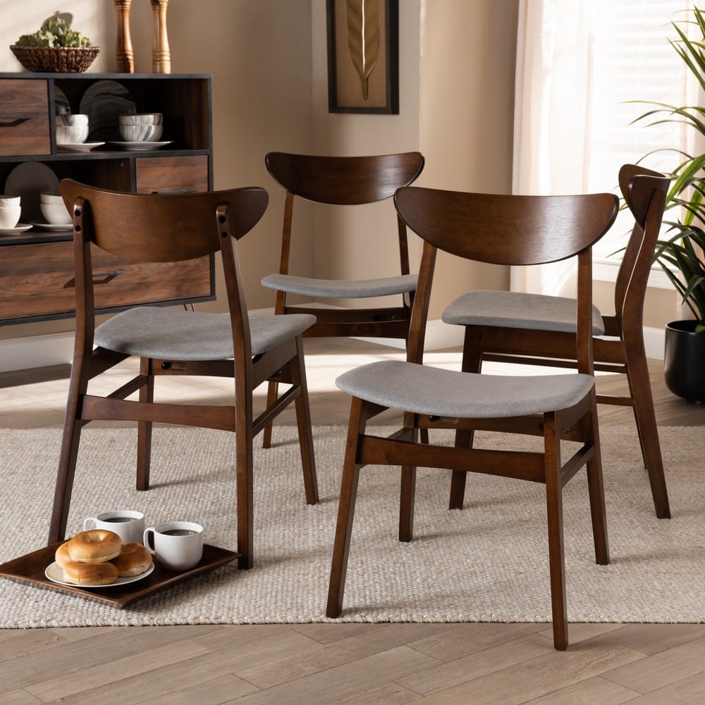 Baxton Studio - Parlin Set of 4 Dining Chairs in Light Grey/Walnut Brown - Parlin-Smoke/Walnut-DC view 4
